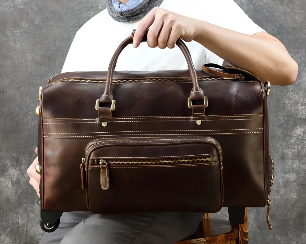 luxury leather carry on bags